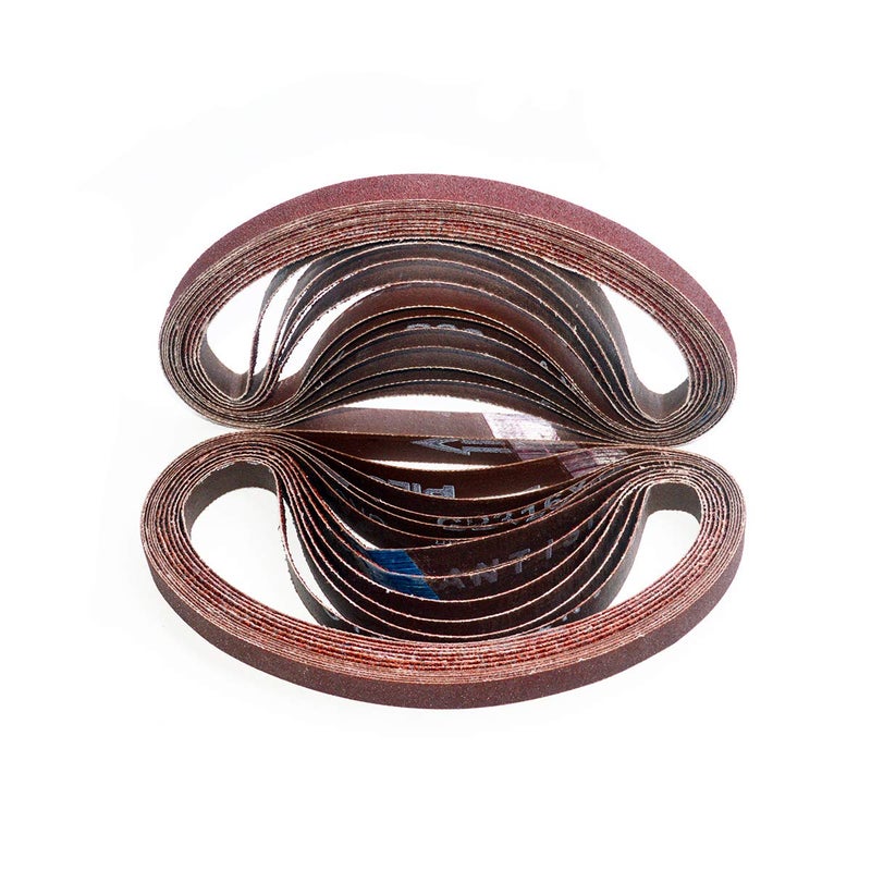 Aiyard 1/2 x 18 Inch Aluminum Oxide Sanding Belts, 4 Each of 40/60/80/120/180/240 Assorted Grits Abrasive File Belts for Air Belt Sander, 24-Pack - Image 1